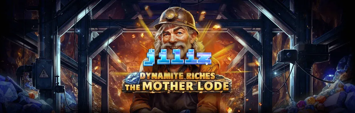 Dynamite Riches The Mother Lode slot game interface na may gintong tema